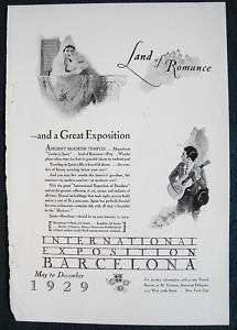 Barcelona, Spani 1928   Exposition Vintage Magazine Ad  