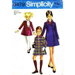  8479 Vintage Sewing Pattern Girls Coar Dress Detachable Ascot 