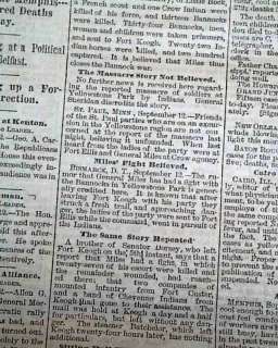 1878 NEWSPAPER Belfry Montana Battle of Clarks Fork INDIANS Bannock 