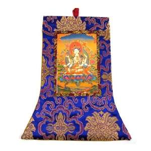  NAMGYALMA Tibetan Long Life Deity ~ Mini Tibetan Thangka 