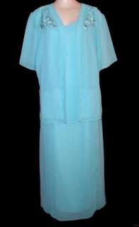 NEW WOMENS ANOTHER THYME LT TURQUOISE 2 PC DRESS PLUS 22W Retails $88 