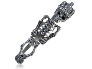 Unique Antique Inspired Three Ring Clear Crystal Rhinestones Skeleton 