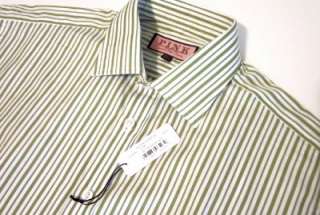 THOMAS PINK green & white stripe dress shirt 15.5 NWT  
