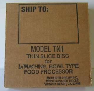 NIB Regal LaMachine Bowl Type Thin Slice Disc Model TN1  