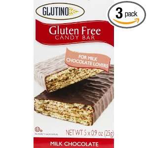 Glutino Milk Chocolate Candy Bars, 5 x 0.9 Ounces Boxes (Pack of 3 