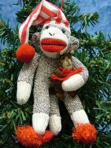   Cap Sleep Sock Monkey Teddy Bear Slippers Christmas Ornament  