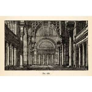 1876 Wood Engraving Interior Chief Hall Thermae Caracalla Rome Baths 