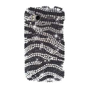 For HTC SENSATION 4G FULL DIAMOND CASE Black & Silver Zebra Bling 