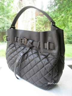 AUTH Burberry Purse Quilted Leather Enmore Hobo Bag  