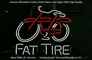 FAT TIRE BICYCLE BIKE PUB LOGO BEER BAR REAL NEON LIGHT SIGN XMAS GIFT 