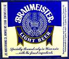 Jos Huber Brewing BRAUMEISTER LIGHT BEER label WI 12 oz