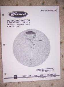 1960s Wizard Outboard Motor Manual Parts List 3.6 HP z  