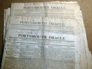 10 War of 1812 newspapers from PORTSMOUTH New Hampshire  