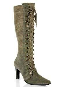 Bellini® Knee High Lace Up Tall Boot khaki 7.5m  