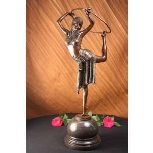   DANCER WITH RING SIGNED BY CHIPARUS SCULPTURE STATUE 