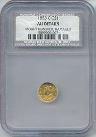 1853 C Gold Dollar, Charlotte Mint, NCS AU Details  