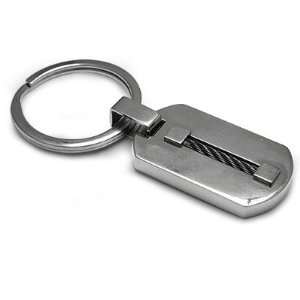  Titanium Dog Tag Key Ring with Single Black Cable Jewelry