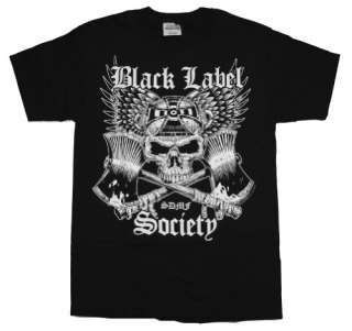 Black Label Society Skull Axes Heavy Metal Band T Shirt Tee