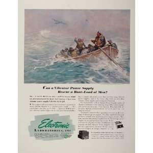 1944 Ad WWII Lifeboat Sea Rescue Benton Clark E L WW2   Original Print 