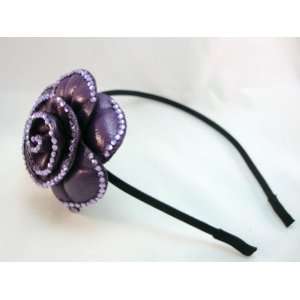  Plum Purple Leather and Crystal Headband 