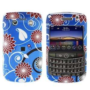 Blackberry 9700 Onyx Red Flower on Blue Case Cover Protector (free ESD 