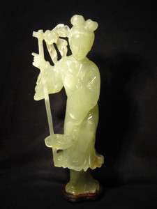 TALL HAND CARVED CHINESE JADE FIGURE No Reseve   