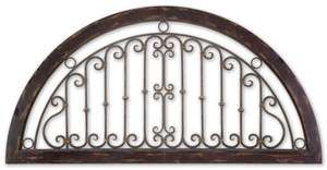 XL TUSCAN Wrought Iron Scroll WALL GRILLE Half Round Panel Scrolled 72 