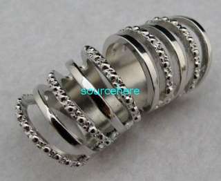   Cage Ring Punk Armour Knuckle Silver Tone Rings Band with Hinge  