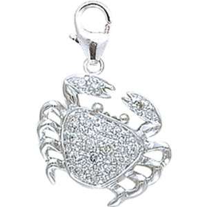  14K White Gold Diamond Crab Charm Jewelry