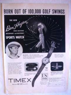 1953 Ben Hogan Sports Watch Timex Ad  