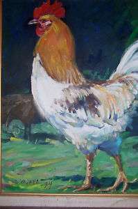 FABULOUS LARGER THAN LIFE OIL PAINTING OF ROOSTER  