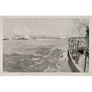   Antonio Ships Bombardment Shelling   Original Print
