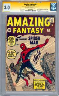AMAZING FANTASY #15 CGC SS 3.0 SIGNED BY STAN LEE 1ST SPIDER MAN 
