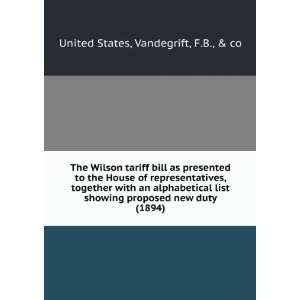 The Wilson tariff bill as presented to the House of representatives 