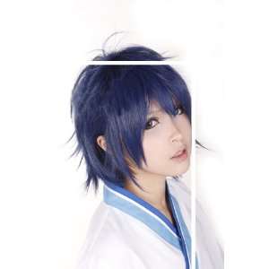   Short Blue Synthetic hair wigs straight cosplay party wig jf010307