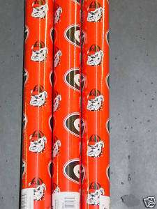 NCAA Georgia Bull Dogs Wrapping Paper (3 rolls) NEW  