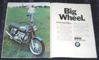 1972 BMW R75/5 Motorcycle Big Wheel Original Color Ad  