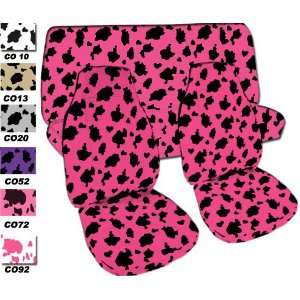 Complete set of Hot Pink Cow seat covers for a Jeep Wrangler TJ 