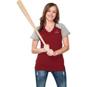  Houston Astros Womens Cabernet Red Energy V Neck T Shirt 