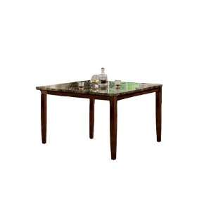 Telegraph Square Marble Look Counter Height Pub Table in Medium Brown 