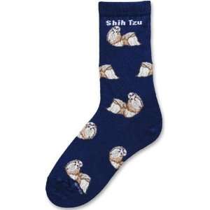  Shih Tzu Dog Adult Poses Socks (Blue) 