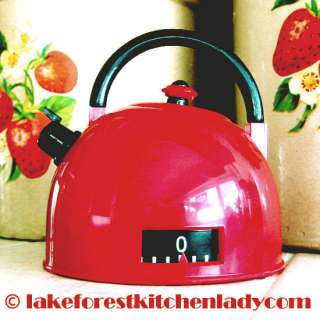 New Vintage Look Red Whistle Tea Kettle Kitchen Timer  