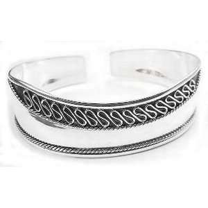 Sterling Silver Bali Medieval Armor Cuff Bracelet Jewelry