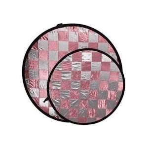   Collapsable Disc Reflector, Checkered Silver / Pink
