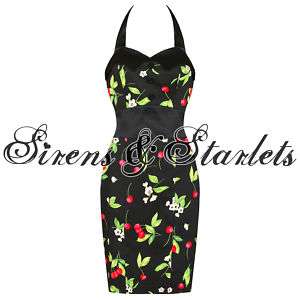 BLACK CHERRY FITTED VTG 40S 50S ROCKABILLY PENCIL DRESS  
