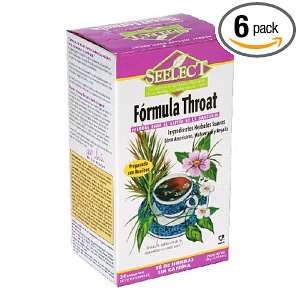 Seelect Tea Blend, Tea Bags, Throat Formula, 24 Count Boxes (Pack of 6 