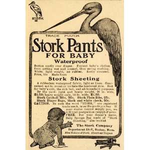  1910 Ad Stork Company Boston Pants Baby Waterproof Bird 