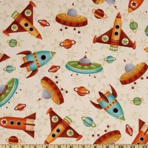  44 Wide Space Ships Cream Fabric By The Yard Arts 