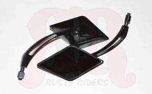 Diamond Black Mirror Pair Honda CB550 CB350 CB500 CB450  