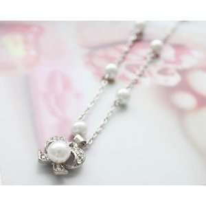  Mini Rose Pearl Bow Tie Necklace 